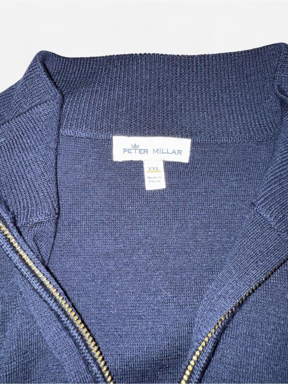 Peter Millar Navy Zip-Front Knit Sweater